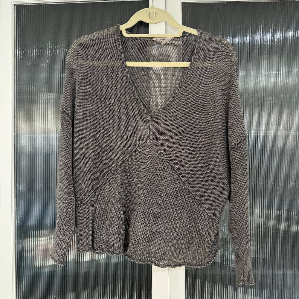 Helmut Lang M V-Neck Sheer Gray Sweater